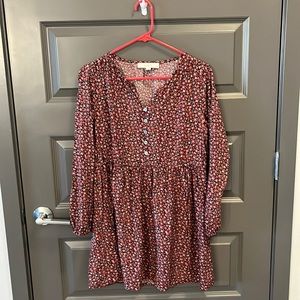 Floral long sleeved mini dress